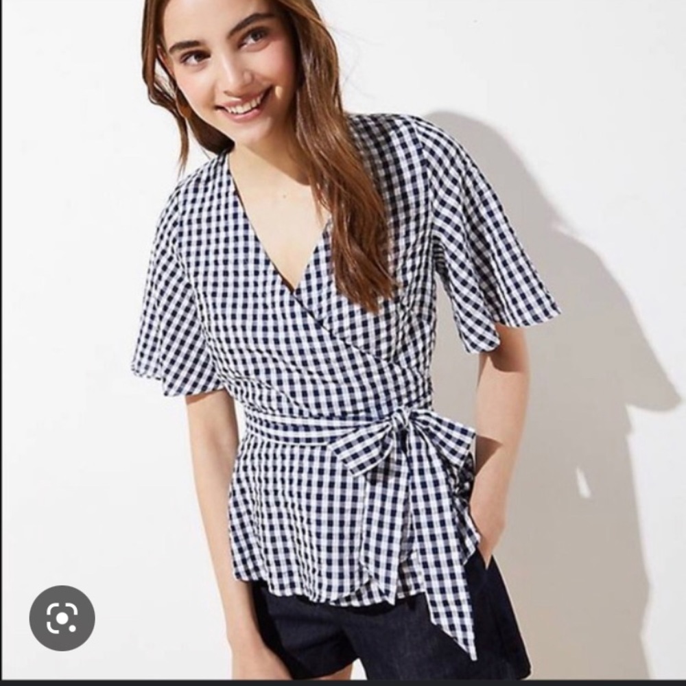 Loft gingham wrap top